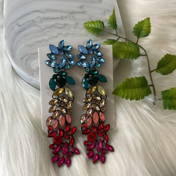 Colorful Crystal Drop Earrings - Picture 8 of 12